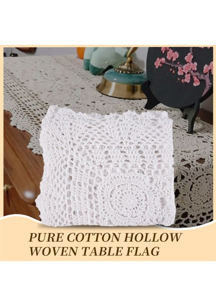 Pamuk El Yapımı Tığ Işi Dantel Masa Koşucusu Beyaz Dikdörtgen Sehpa Şifoniyer Dekor (Yurt Dışından) fırsatları