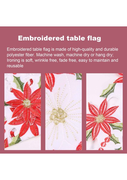 Noel Işlemeli Masa Koşucu, Lüks Holly Poinsettia Masa Masa Koşucu Noel Süslemeleri, 15 x 70 Inç (Yurt Dışından) modelleri