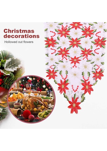 Noel Işlemeli Masa Koşucu, Lüks Holly Poinsettia Masa Masa Koşucu Noel Süslemeleri, 15 x 70 Inç (Yurt Dışından) fırsatları