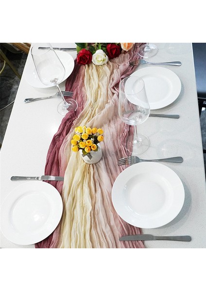 2pcs Cheesecloth Masa Runner Boho Masa Koşucu Gradyan Masa Koşucu Bebek Duş Düğün Nişan Gelin Dekor (Yurt Dışından) modelleri