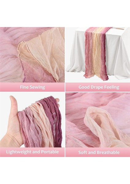 2pcs Cheesecloth Masa Runner Boho Masa Koşucu Gradyan Masa Koşucu Bebek Duş Düğün Nişan Gelin Dekor (Yurt Dışından) indirimleri