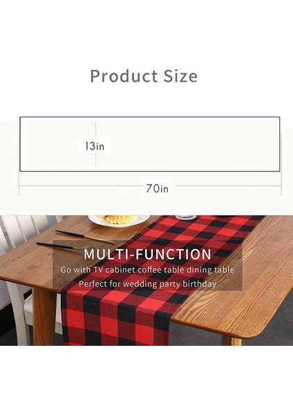 Buffalo Check 13X70INCH Siyah ve Kırmızı Ekose Masa Koşucusu, Parti Noel Etkinlikleri Için Yemek Masası Koşucuları Ev Dekor (Yurt Dışından) fiyatları