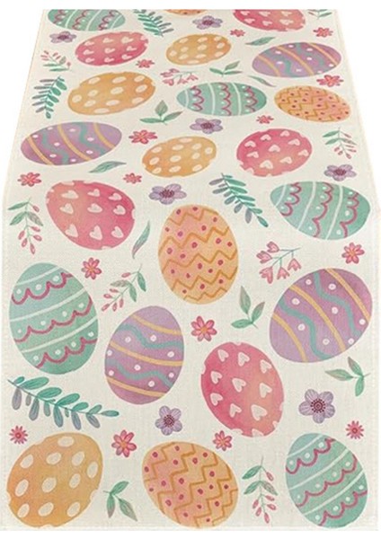 Suluboya Paskalya Yumurtaları Masa Koşucu, Mevsimsel Bahar Mutfak Yemek Masası Dekorasyonu Ev Partisi Dekoru (Yurt Dışından)