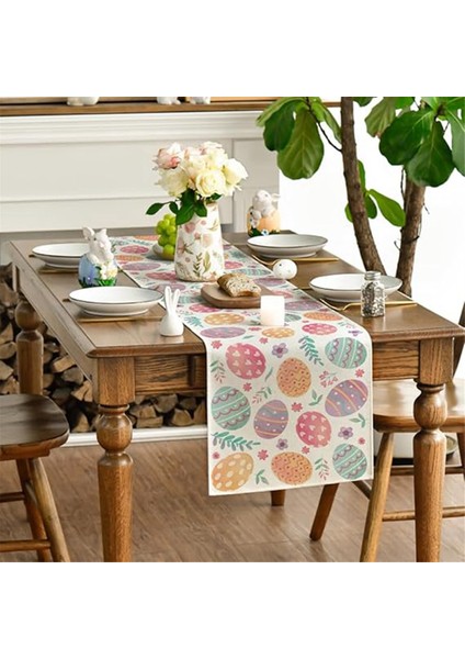 Suluboya Paskalya Yumurtaları Masa Koşucu, Mevsimsel Bahar Mutfak Yemek Masası Dekorasyonu Ev Partisi Dekoru (Yurt Dışından) fırsatları