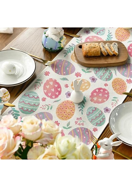 Suluboya Paskalya Yumurtaları Masa Koşucu, Mevsimsel Bahar Mutfak Yemek Masası Dekorasyonu Ev Partisi Dekoru (Yurt Dışından) indirimleri