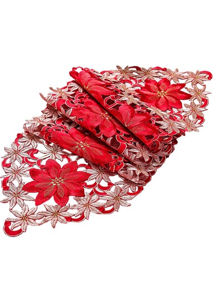 Noel Masası Koşucusu, Poinsettia Holly Yaprağı Işlemeli Masa Çarşafları Noel Dekorasyonları Için 15 x 70 Inç (Yurt Dışından)