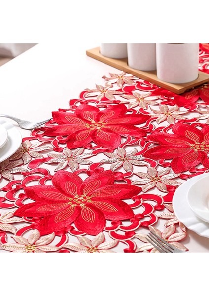 Noel Masası Koşucusu, Poinsettia Holly Yaprağı Işlemeli Masa Çarşafları Noel Dekorasyonları Için 15 x 70 Inç (Yurt Dışından) modelleri