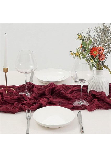 Cheesecloth Masa Koşucu Boho Gaz Bedesi Peynir Kumaş Masa Koşucu Rustik Sheer Runner Düğün Için Uzun Süre 4pcs (Yurt Dışından) fırsatları