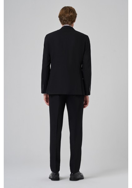 Erkek Siyah Poliviskon Basic Slim Fit Sivri Yaka Takım Elbise indirimleri
