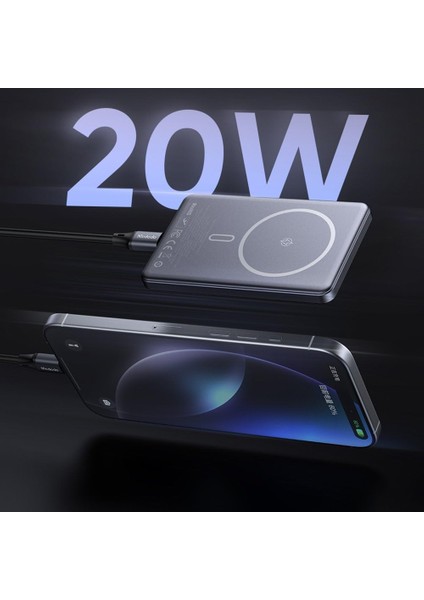 MC-4651 10000MAH 20W Metal Ultra Ince Manyetik Kablosuz Powerbank - Siyah fiyatları