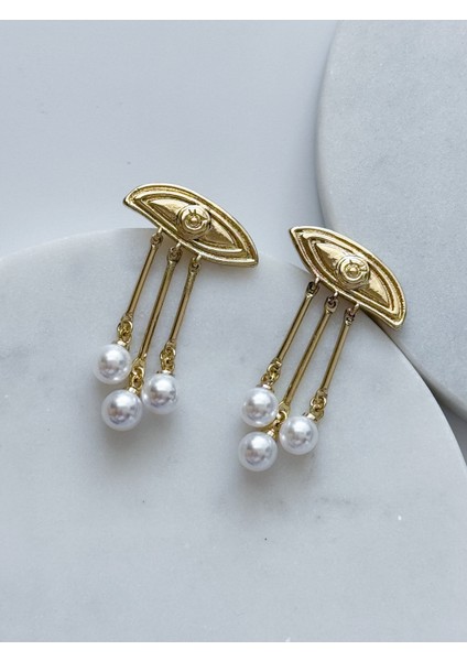 Çelik Incili Göz Küpe