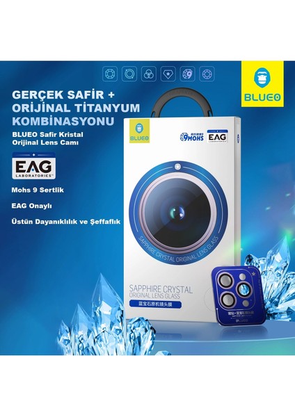 Sapphire iPhone 17 Uyumlu 9 Mohs %99.99 Orijinal Safir Purple Titanium Kamera Lens Koruyucu