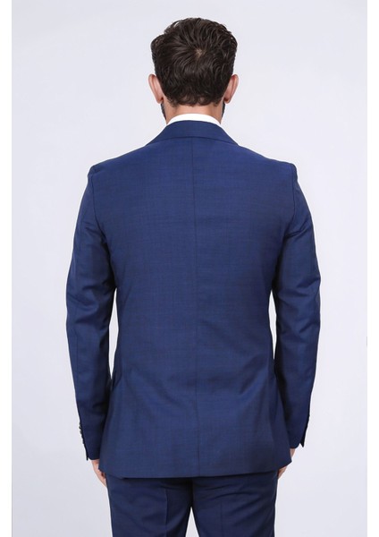 Slim Fit Mono Yaka Mavi Takım Elbise fırsatları