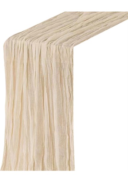 Cheesecloth Masa Koşucu Boho Gaz Gideri Peynir Kumaş Masa Koşucu Rustik Sheer Runner Düğün Bej 4pcs Için (Yurt Dışından)