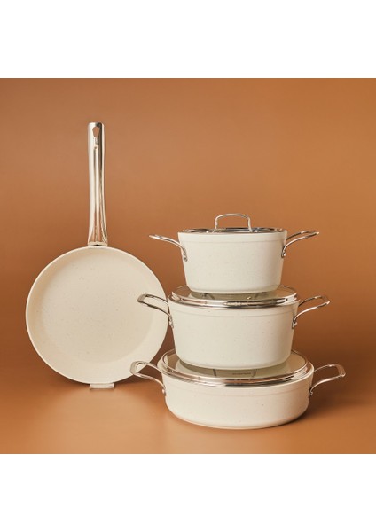 Biogranit White Stone 7 Parça Tencere Seti