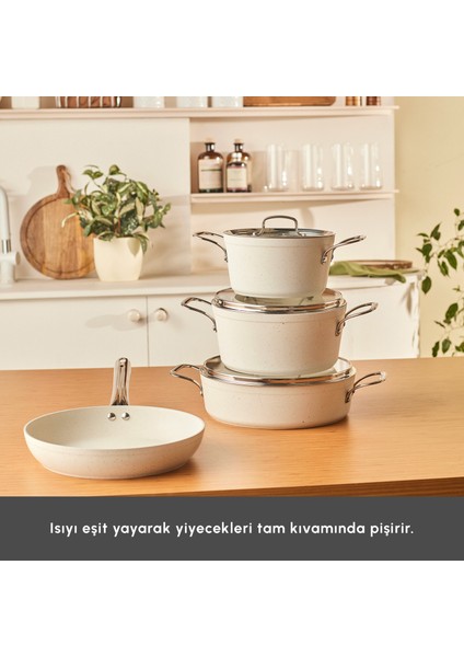 Biogranit White Stone 7 Parça Tencere Seti modelleri