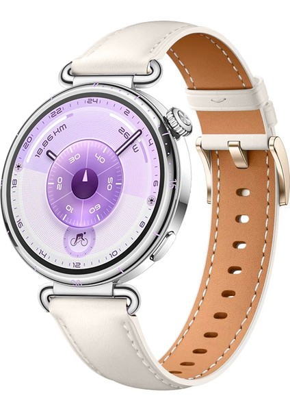 Huawei Watch Gt6 41MM Ile Uyumlu Starlight Gold Metal Tokalı Deri Zarif Şık Kordon