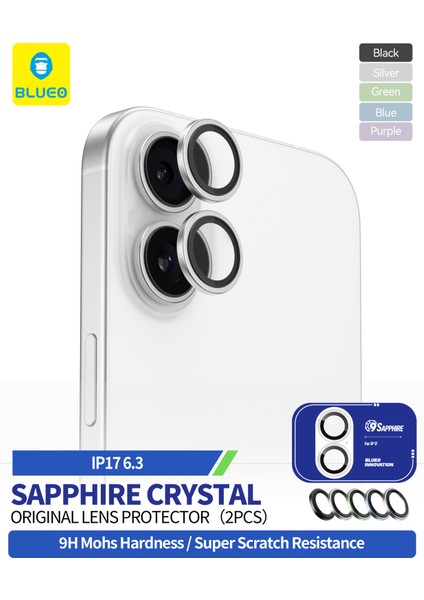 Sapphire iPhone 17 Uyumlu 9 Mohs %99.99 Orijinal Safir Silver Titanium Kamera Lens Koruyucu modelleri