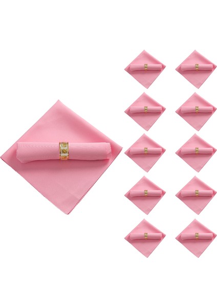 10PCS 48X48CM Restoran Düğün Yemeği Partisi Için Polyester Bez Peçeteleri, Pembe (Yurt Dışından)