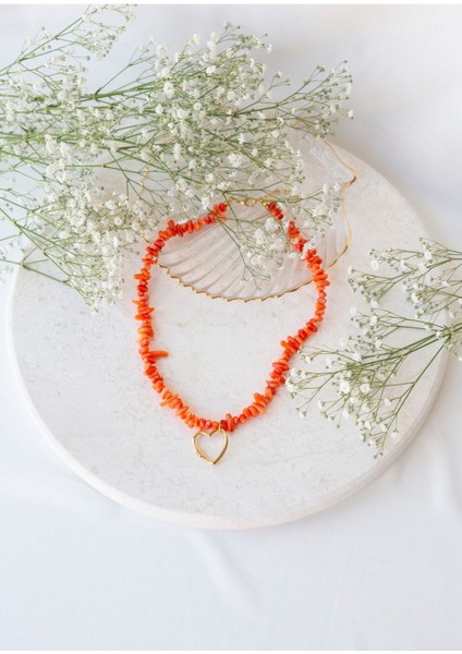 Turuncu Mercan Kalp Kolye modelleri