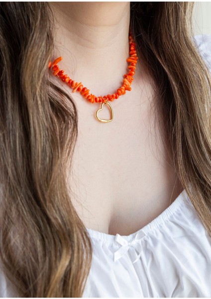 Turuncu Mercan Kalp Kolye fırsatları