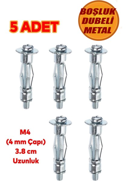 Çelik Alçıpan Boşluk Dübel Tuğla Paraşüt Duvar Bims Tuğla 4X38 Metal 5 Adet Dübel