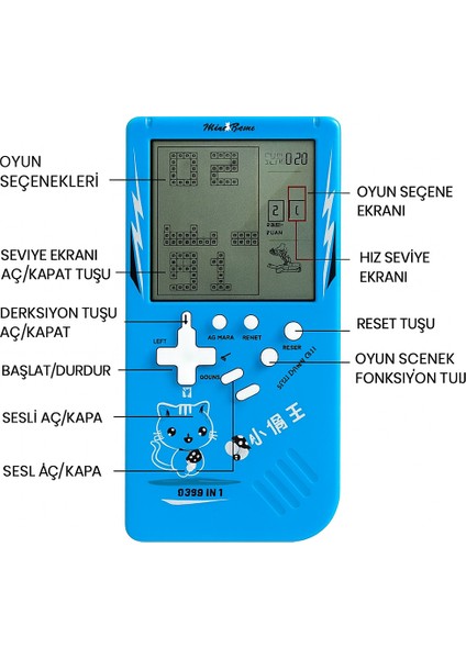 9999 In 1 Brain Game – Renkli Retro El Oyun Konsolu Oyun Makinesi Şarjlı ve Pilli modelleri