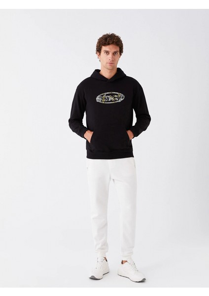 Xsıde Siyah Uzun Kollu Baskılı Erkek Kalın Hoodie indirimleri
