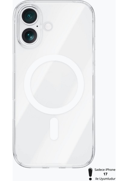 (Ic) iPhone 17 Uyumlu Animasyonlu Şeffaf Sert Mika Sararmaz Magsafe Ince Fit Kılıf