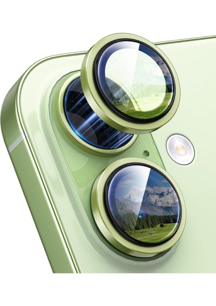 (Metal) iPhone 17 Uyumlu Metal Yeşil Çerçeveli Kamera Lens Koruyucu