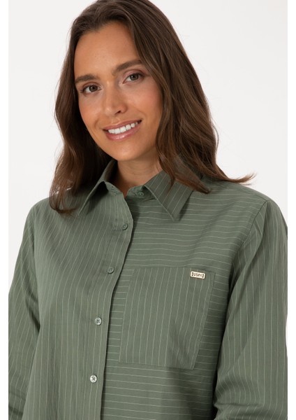 Kadın Koyu Yeşil Gömlek Desenli 50316387-VR079 fiyatları