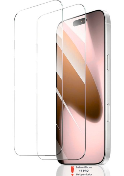 2 Adet iPhone 17 Pro Uyumlu Hd+ 0,26MM 9h Temperli Cam Ekran Koruyucu