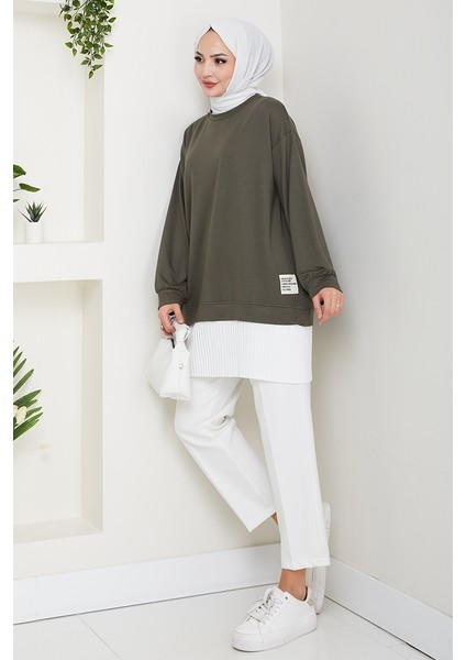 Arma Detay Piliseli Oysho Tunik 1627 - Haki fiyatları