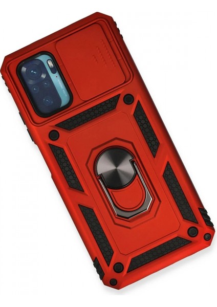 Xiaomi Redmi Note 10 Kılıf Pars Lens Yüzüklü Silikon - Kırmızı modelleri