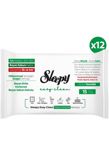 Easy Clean Yüzey Temizlik Havlusu&Mendili Seyahat Boy 6x2x15 (180 Yaprak) fiyatları