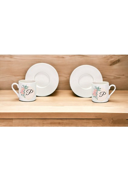 P Harfli Kişiye Özel Hediyelik Tekli Türk Kahve Fincanı modelleri