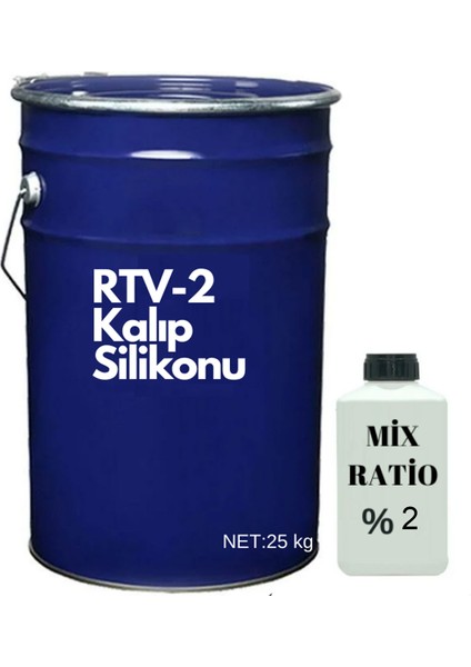 Rtv-2 Kalıp Silikonu 30 Shore Yarı Şeffaf (25 Kg)