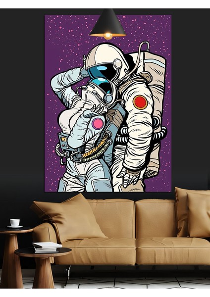 Astronot Çift Dekoratif Kanvas - Mdf Ahşap Tablo modelleri