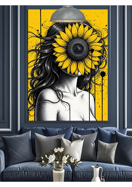 Ayçiçeği Gözlü Siyah Beyaz Kadın Dekoratif Kanvas - Mdf Ahşap Tablo indirimleri