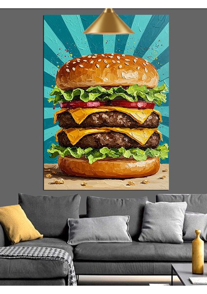 Lezettli Hamburger Dekoratif Kanvas - Mdf Ahşap Tablo fiyatları