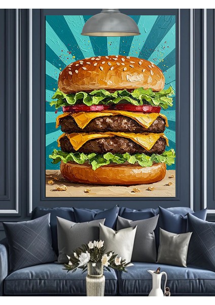 Lezettli Hamburger Dekoratif Kanvas - Mdf Ahşap Tablo modelleri