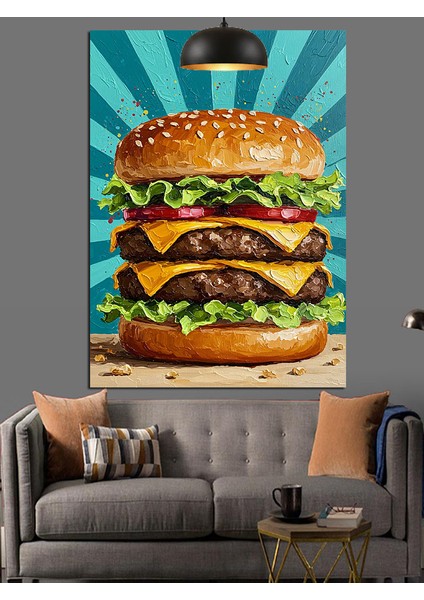 Lezettli Hamburger Dekoratif Kanvas - Mdf Ahşap Tablo fırsatları