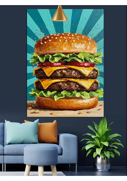 Lezettli Hamburger Dekoratif Kanvas - Mdf Ahşap Tablo indirimleri
