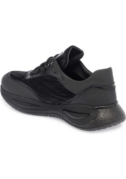 Siyah Deri-Tekstil Erkek Sneaker - E23S1AY56384-K0N