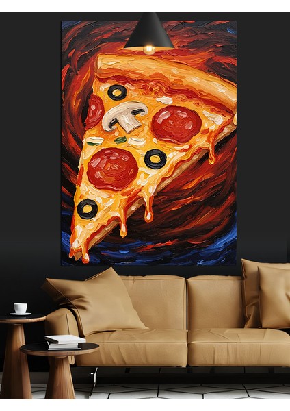 Büyük Pizza Dilimi Dekoratif Kanvas - Mdf Ahşap Tablo