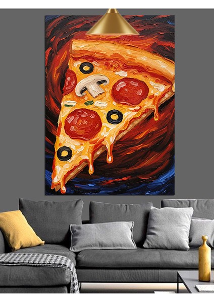 Büyük Pizza Dilimi Dekoratif Kanvas - Mdf Ahşap Tablo fiyatları