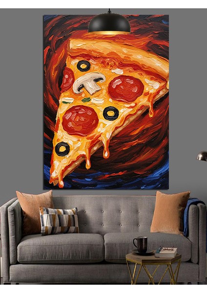 Büyük Pizza Dilimi Dekoratif Kanvas - Mdf Ahşap Tablo fırsatları