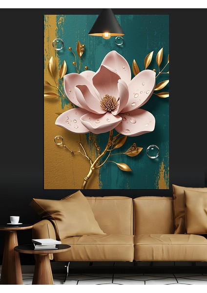 Su Üstünde Açan Pembe Beyaz Lotus Çiçeği Dekoratif Kanvas - Mdf Ahşap Tablo modelleri