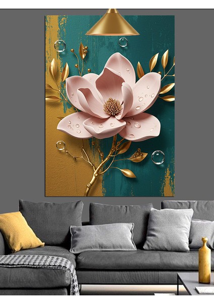 Su Üstünde Açan Pembe Beyaz Lotus Çiçeği Dekoratif Kanvas - Mdf Ahşap Tablo fırsatları