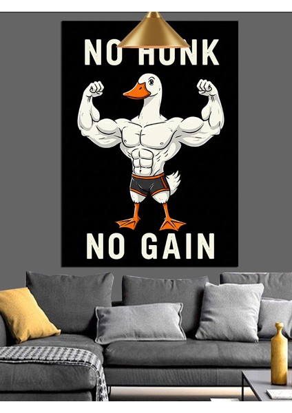 Gym Fitness Temalı Kaslı Ördek Dekoratif Kanvas - Mdf Ahşap Tablo